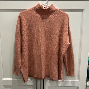 Loft coral mocked neck ribbed sweater